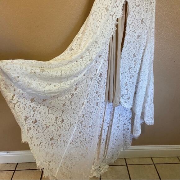 Lulu's White Lace Open Back Wedding Dress - Picture 3 of 16